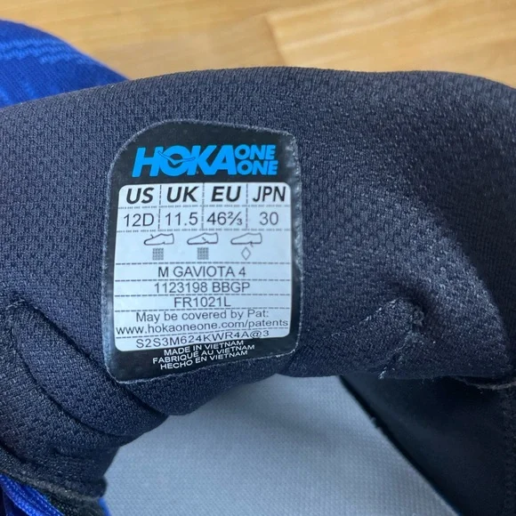 Hoka Gaviota 4 Men's Blue and Black Cushioning Running Shoes - Picture 8 of 13